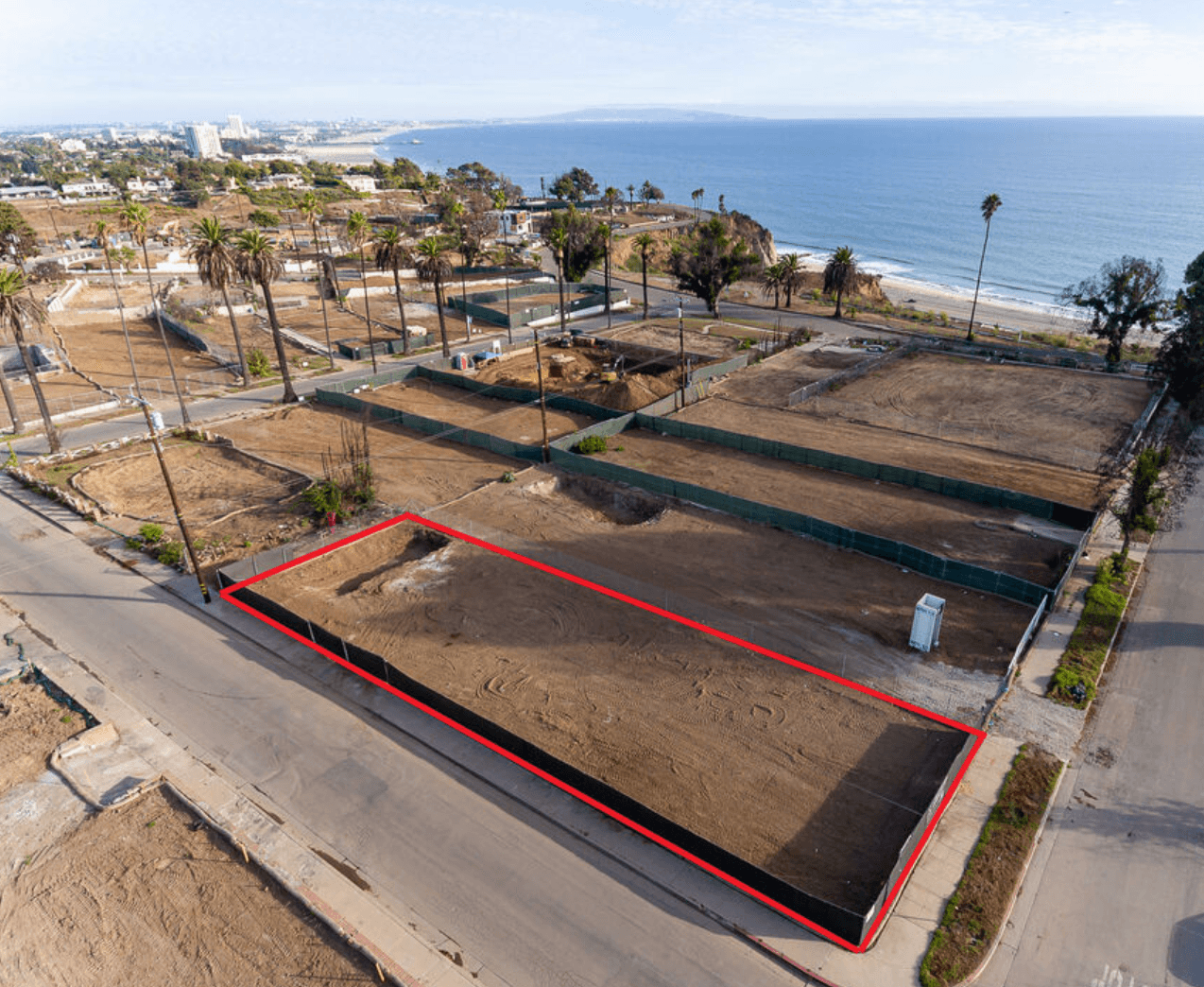 Aerial view of 336 Via De La Paz, a Pacific Palisades land acquisition in which Adel Dibaei represented the buyer.
